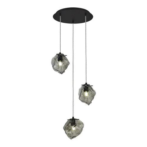 Светильник подвесной Portici SL1175.403.03 ST-Luce зелёный на 3 лампы, основание чёрное в стиле современный каскад выдувное