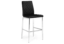 Барный стул Teon black / chrome 15515 Woodville, чёрный/искусственная кожа, ножки/металл/хром, размеры - *1000***410*500