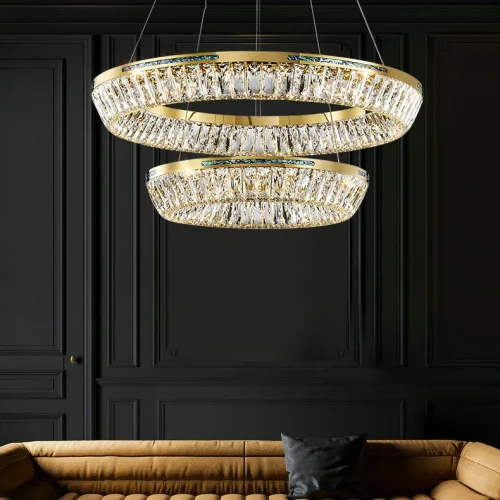 Люстра подвесная GERTRUDA LUX D40+60+80 220207-23 ImperiumLoft прозрачная на 3 лампы, основание латунь в стиле современный фото 3