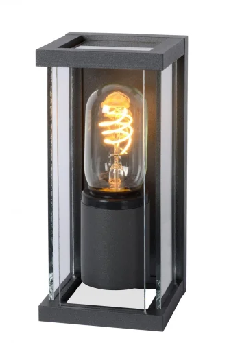 Настенный светильник Claire Mini 27885/01/30 Lucide уличный IP54 чёрный 1 лампа, плафон прозрачный в стиле современный E27