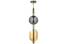 Светильник подвесной LED Canzo L 1.P3 CL Arti Lampadari серый янтарный 1 лампа, основание золотое в стиле арт-деко современный 
