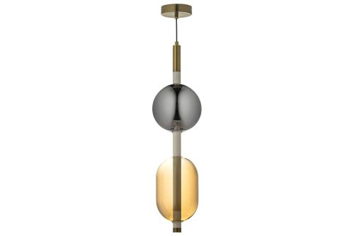 Светильник подвесной LED Canzo L 1.P3 CL Arti Lampadari янтарный серый 1 лампа, основание золотое в стиле арт-деко современный 