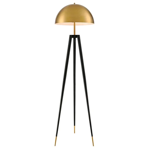 Торшер 482-405-02 Velante на треноге матовый золото на 2 лампы, основание чёрное в стиле лофт современный 