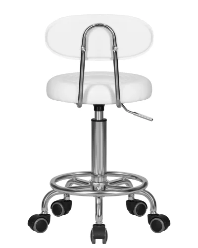 Табурет мастера DOBRIN BILLY (белый) цвет сиденья белый, цвет основания хромированная сталь Dobrin, белый/экокожа, ножки/металл/, размеры - 690*850**** фото 5 Табурет мастера DOBRIN BILLY (белый) цвет сиденья белый, цвет основания хромированная сталь Dobrin, белый/экокожа, ножки/металл/, размеры - 690*850**** фото 5