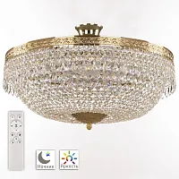 Люстра потолочная LED с пультом хрустальная 19011/55IV/LED-DIM G Bohemia Ivele Crystal прозрачная на 1 лампа, основание золотое в стиле классика с пультом sp