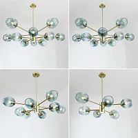 Люстра на штанге MARINE D104 10 lamps Gold/Blue 193753-26 ImperiumLoft голубая на 8 ламп, основание золотое в стиле современный 