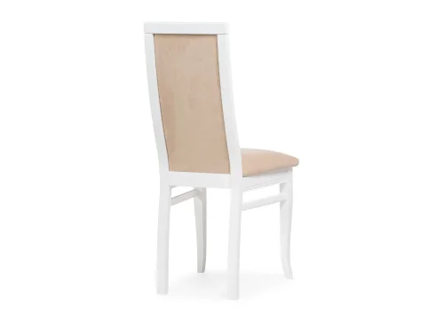 Деревянный стул Давиано бежевый велюр / белый 515978 Woodville, бежевый/велюр, ножки/массив бука дерево/белый, размеры - ****450*500 фото 4