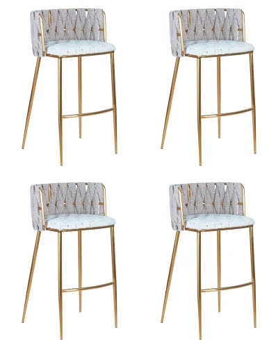 Набор 4 шт Стул барный DOBRIN EMMA GOLD (белый PU (T-01), белая ткань (F-49)) цвет сиденья белый PU (T-01), цвет спинки белая ткань (F-49), цвет основания золото Dobrin, белый/текстиль, ножки/металл/, размеры - *980**** Набор 4 шт Стул барный DOBRIN EMMA GOLD (белый PU (T-01), белая ткань (F-49)) цвет сиденья белый PU (T-01), цвет спинки белая ткань (F-49), цвет основания золото Dobrin, белый/текстиль, ножки/металл/, размеры - *980****