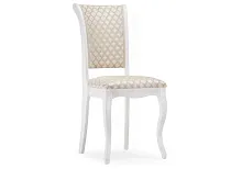 Деревянный стул Фабиано белый / бежевый 450681 Woodville, бежевый/ткань, ножки/массив березы дерево/белый, размеры - ****440*550