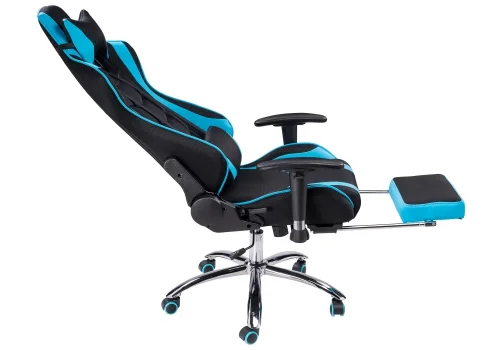 Кресло игровое Kano 1 light blue / black 11909 Woodville, голубой/искусственная кожа ткань, ножки/металл/хром, размеры - *1370***660*700 фото 6