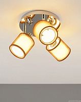 Люстра потолочная Room V10627-3C Moderli белая коричневая на 3 лампы, основание хром в стиле современный 