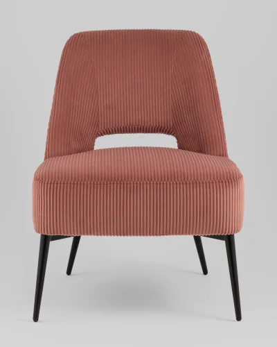 Кресло лаунж Бостон велюр рельефный коралловый УТ000039983 Stool Group, розовый/велюр, ножки/металл/чёрный, размеры - **600**730*мм фото 7