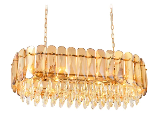 Люстра подвесная TR5074 Ambrella light янтарная на 8 ламп, основание золотое в стиле современный классический 