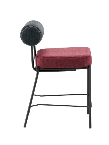 Стул полубарный Ponpoun, тёмно-серый, бордо УТ000040470 Stool Group, бордовый/шенилл, ножки/металл/чёрный, размеры - *910***520*635 фото 3