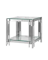 Журнальный столик 55*55 ГЭТСБИ, прозрачное стекло, сталь серебро УТ000000888 Stool Group столешница прозрачная из стекло