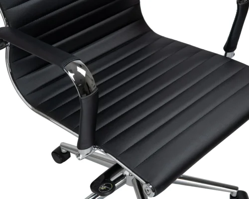 Офисное кресло для руководителей 101F-LMR CLARK, цвет чёрный Dobrin, чёрный/экокожа, ножки/металл/хром, размеры - 1090*1150***680*680 фото 8