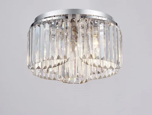 Люстра потолочная хрустальная 4354/PL chrome Newport прозрачная на 4 лампы, основание хром в стиле классический 
