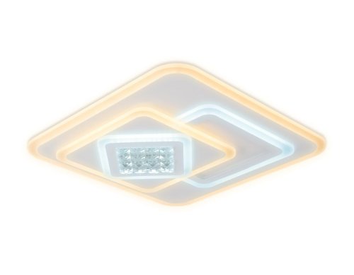Люстра потолочная LED с пультом Acrylica Ice FA255 Ambrella light белая на 1 лампа, основание белое в стиле современный хай-тек с пультом квадраты
