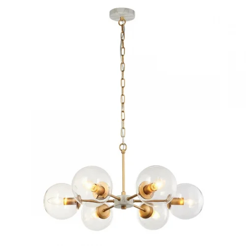 Люстра подвесная Marmore 2671-6P Favourite прозрачная на 6 ламп, основание золотое в стиле современный кантри шар