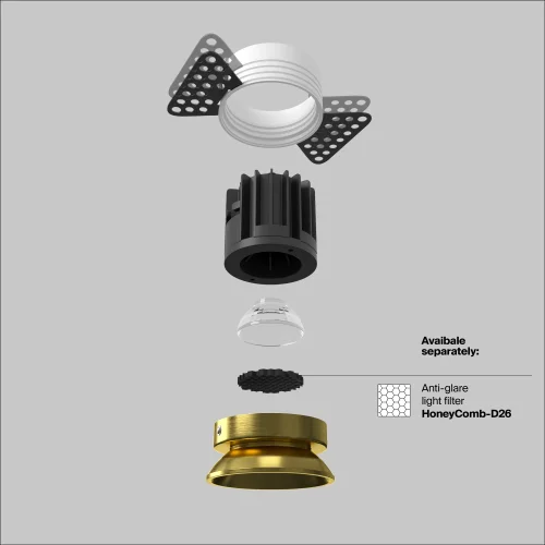 Светильник точечный LED Round DL058-7W4K-TRS-BS Maytoni латунь на 1 лампу, основание латунь в стиле современный для затирки фото 11