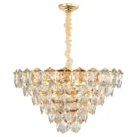 Люстра подвесная Yuma GRLSP-8184 Lussole прозрачная на 11 ламп, основание золотое в стиле классический 