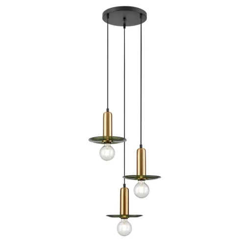 Светильник подвесной Gustoso VL5892P23 Vele Luce зелёный на 3 лампы, основание чёрное в стиле современный каскад