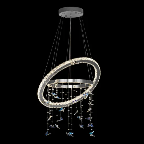 Люстра подвесная LED с пультом Etera CL322060 Citilux прозрачная на 1 лампу, основание хром в стиле современный хай-тек флористика с пультом кольца фото 3