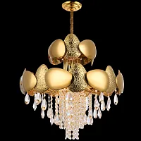 Люстра подвесная VALENCIA 91009/8C GOLD Natali Kovaltseva золотая прозрачная на 8 ламп, основание золотое в стиле арт-деко модерн 