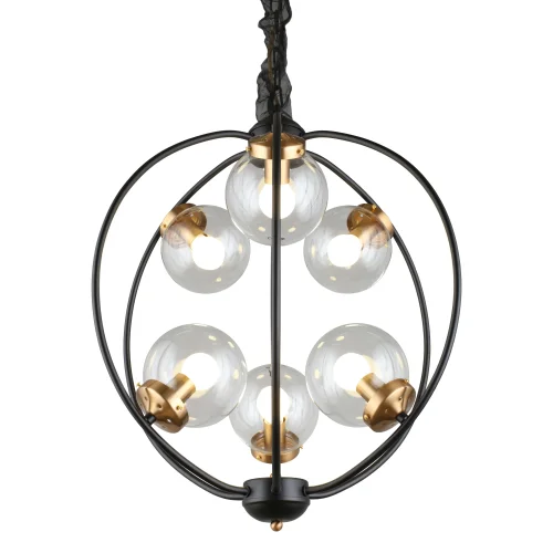 Светильник подвесной лофт Serrano OML-94503-06 Omnilux прозрачный 6 ламп, основание чёрное в стиле лофт шар