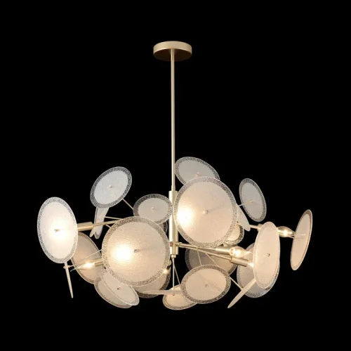 Люстра на штанге DANDELION SP10 GOLD Crystal Lux белая на 10 ламп, основание золотое в стиле современный фото 3 Люстра на штанге DANDELION SP10 GOLD Crystal Lux белая на 10 ламп, основание золотое в стиле современный фото 3