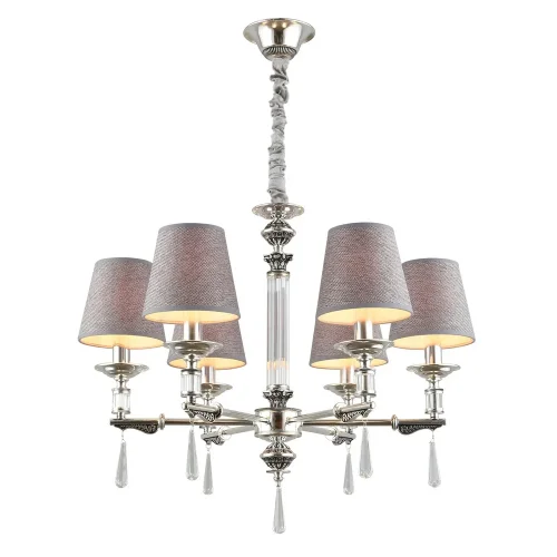 Люстра подвесная Rivoli OML-64203-06 Omnilux серая на 6 ламп, основание серебряное в стиле классический 