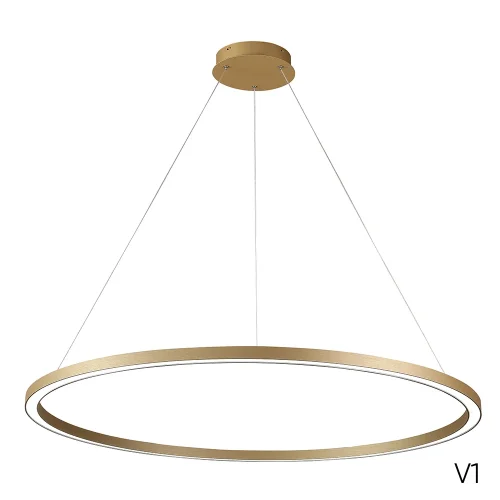 Люстра подвесная LED с пультом FORTUNA SP88W LED GOLD Crystal Lux золотая на 1 лампу, основание золотое в стиле современный кольца с пультом фото 2