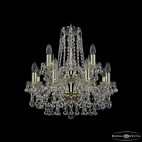 Люстра подвесная 1409/8+4/160/2d G Bohemia Ivele Crystal без плафона на 12 ламп, основание золотое прозрачное в стиле классика sp