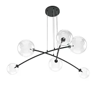 Светильник подвесной Mood MOD172PL-06B Maytoni прозрачный 6 ламп, основание чёрное в стиле современный шар