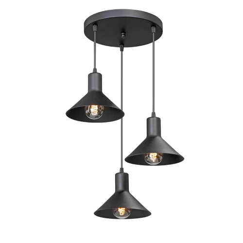 Светильник подвесной V4786-1/3S Vitaluce чёрный на 3 лампы, основание чёрное в стиле лофт 