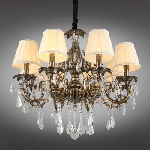 Люстра подвесная Catanzaro OML-30813-08 Omnilux бежевая на 8 ламп, основание бронзовое в стиле классический фото 2
