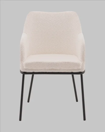 Стул с подлокотниками Кози new ткань букле молочный УТ000040875 Stool Group, молочный/букле, ножки/металл/чёрный, размеры - ***** фото 2