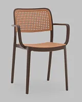 Стул Yona, пластиковый, с подлокотниками, коричневый УТ000040843 Stool Group, коричневый/пластик, ножки/металл/коричневый, размеры - *810****