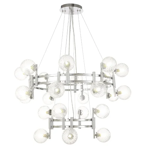 Люстра подвесная LUXURY SP16+8 CHROME Crystal Lux прозрачная на 24 лампы, основание хром в стиле арт-деко молекула шар фото 3