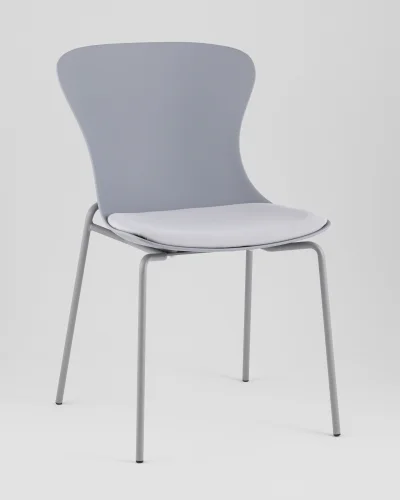 Стул Shaya, с подушкой, пластик серый УТ000040186 Stool Group, серый/экокожа пластик, ножки/металл/серый, размеры - *835****
