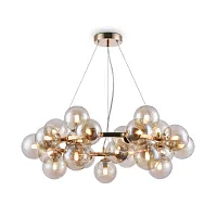 Люстра подвесная Dallas MOD548PL-25G Maytoni бежевая прозрачная янтарная на 25 ламп, основание золотое в стиле современный молекула шар