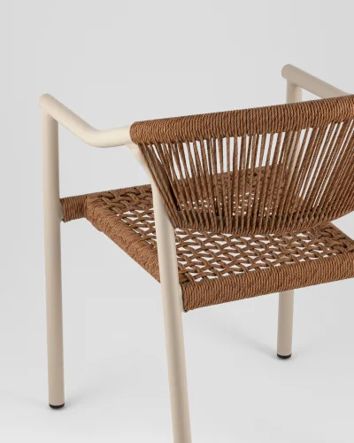 Стул Syna, коричневый, бежевые ножки УТ000039930 Stool Group, коричневый/ротанг, ножки/металл/бежевый, размеры - *780**** фото 4