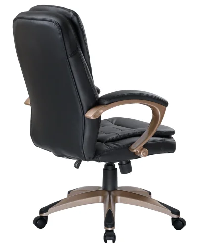 Офисное кресло для руководителей 106B-LMR DONALD, цвет чёрный Dobrin, чёрный/экокожа, ножки/металл/бежевый, размеры - 1030*1110***720*720 фото 4