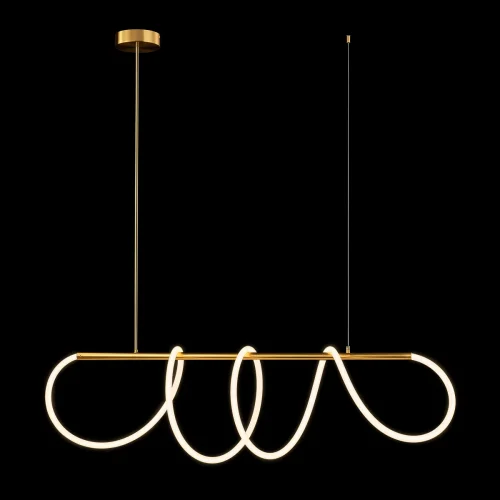 Светильник подвесной LED Thread 10388P/A Brass LOFT IT белый на 1 лампу, основание бронзовое в стиле хай-тек современный минимализм линейный гибкий неон