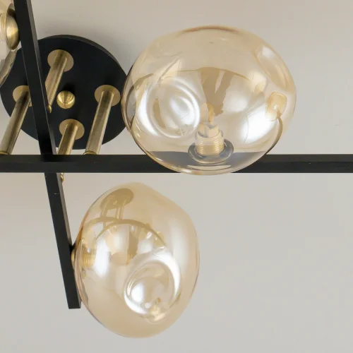 Люстра потолочная Девис CL201161 Citilux бежевая янтарная на 6 ламп, основание коричневое в стиле лофт современный шар фото 4