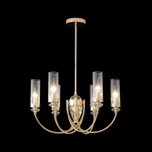 Люстра на штанге SECRET SP6 GOLD Crystal Lux прозрачная на 6 ламп, основание золотое в стиле классический фото 4 Люстра на штанге SECRET SP6 GOLD Crystal Lux прозрачная на 6 ламп, основание золотое в стиле классический фото 4