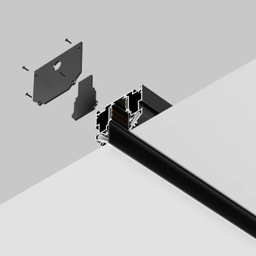 Комплект заглушек к шинопроводу для монтажа в натяжной ПВХ потолок Magnetic track system Exility TRA034EC-SCH-42B Maytoni чёрный в стиле хай-тек современный для светильников серии Magnetic track system Exility встраиваемый exility тонкая магнитная фото 5