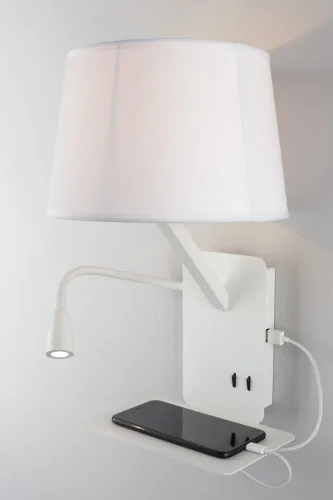 Бра с выключателем Talocci OML-62801-02 Omnilux белый на 1 лампа, основание белое в стиле классический гибкая ножка фото 2