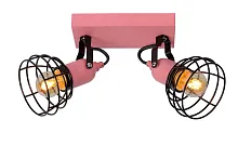 Спот с 2 лампами Paulien 08927/02/66 Lucide чёрный розовый E27 в стиле современный лофт 