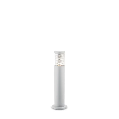 Парковый светильник TRONCO PT1 H60 BIANCO Ideal Lux уличный IP44 белый на 1 лампу, плафон прозрачный в стиле современный E27